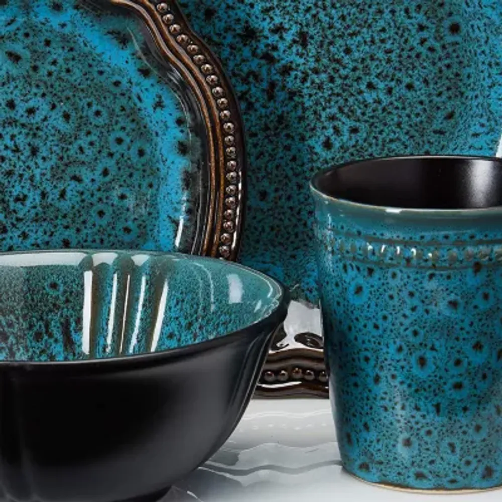 Elama Mystic Waves 16-pc. Stoneware Dinnerware Set