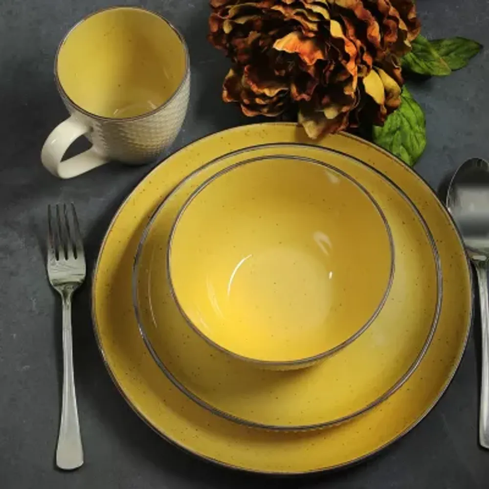 Elama Mellow-Yellow 16-pc. Stoneware Dinnerware Set
