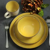 Elama Mellow-Yellow 16-pc. Stoneware Dinnerware Set