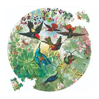 Eeboo Piece And Love Hummingbirds 500 Piece Round Circle Jigsaw Puzzle Puzzle