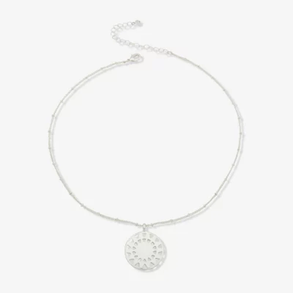 a.n.a Silver Tone Coin Womens 17 Inch Pendant Necklace
