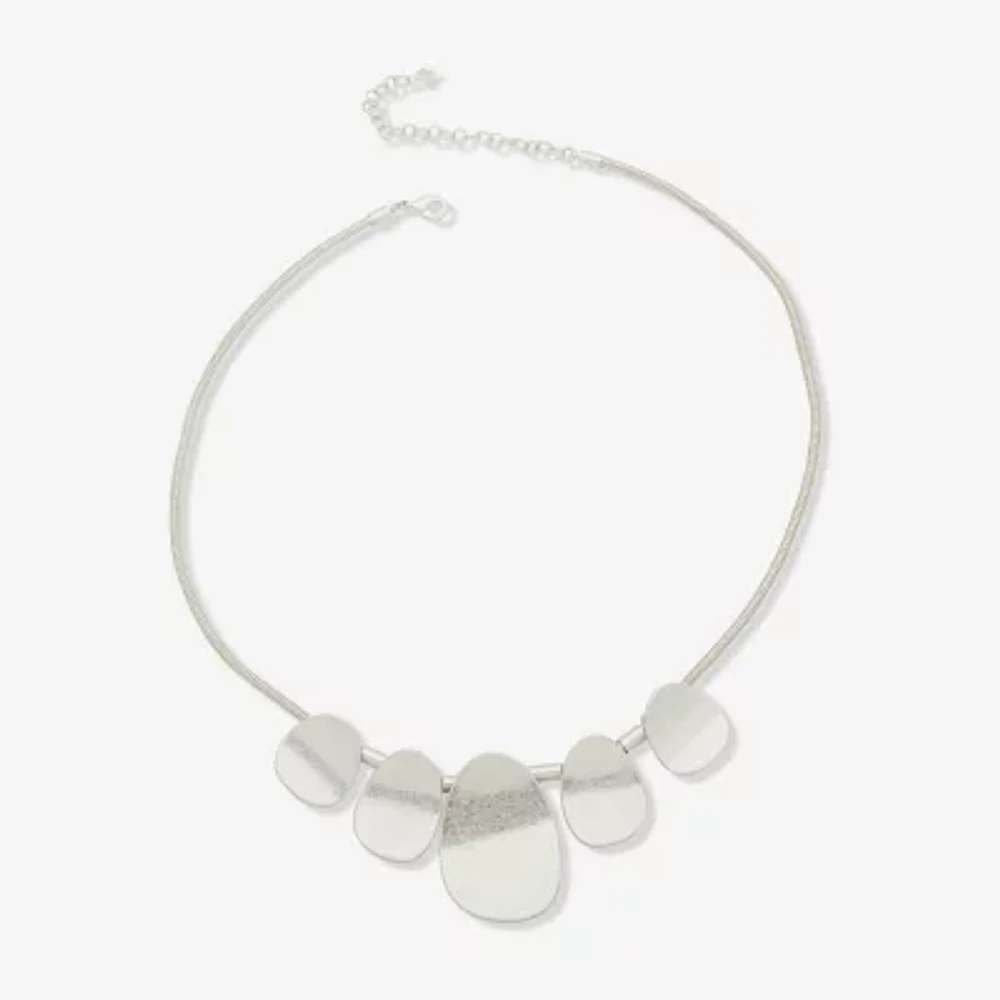 a.n.a Silver Tone Frontal Womens 18 Inch Collar Necklace