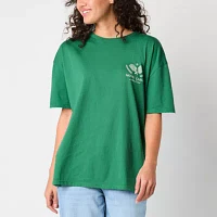 New World Monte Carlo Pickle Ball Club Oversized Tee Womens Crew Neck Short Sleeve Loose Fit Juniors Graphic T-Shirt