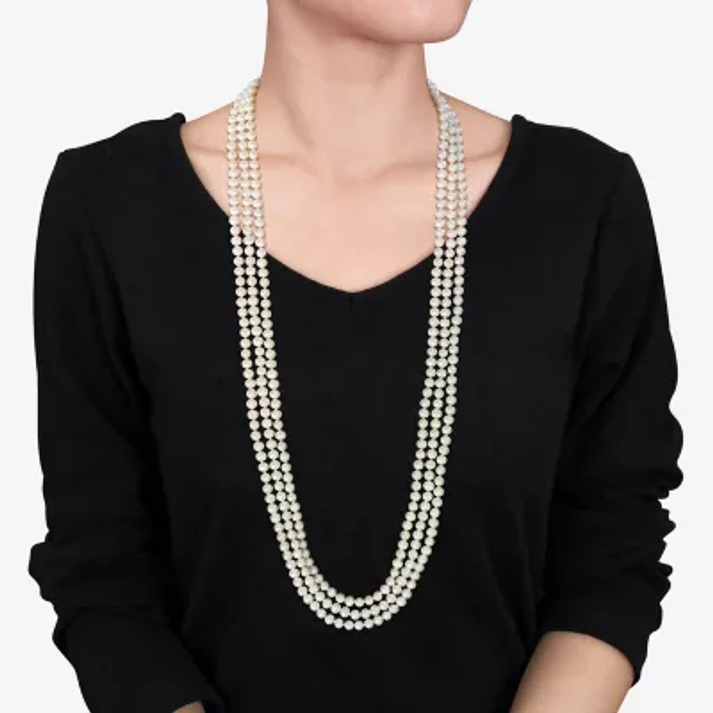 Womens White 100 Inch Strand Necklace