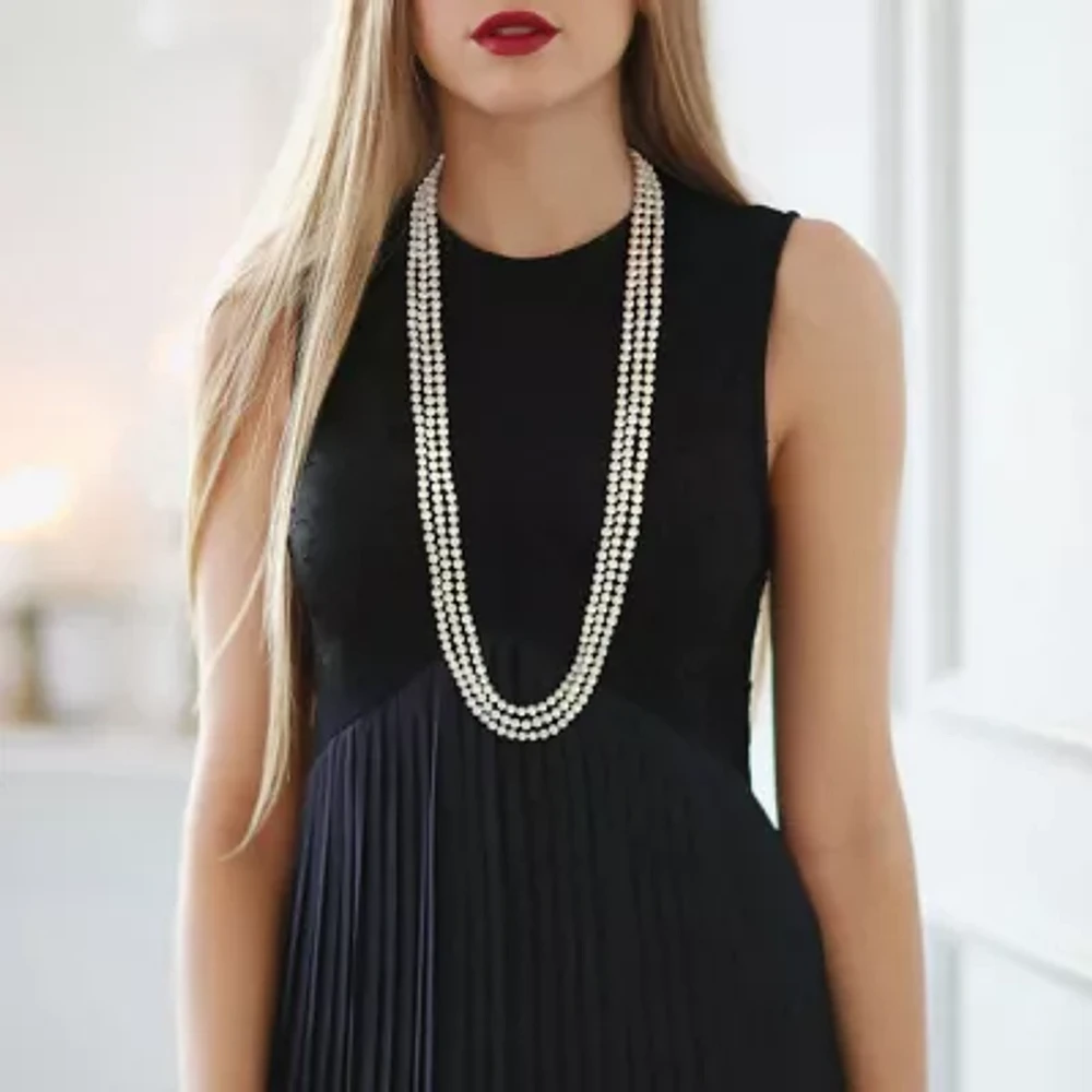 Womens White 100 Inch Strand Necklace