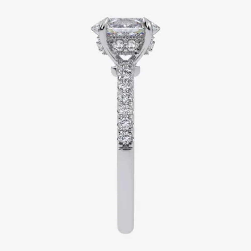 (G-H / Si1-Si2) Womens 1 CT. T.W. Lab Grown White Diamond 10K Gold Oval Side Stone Engagement Ring