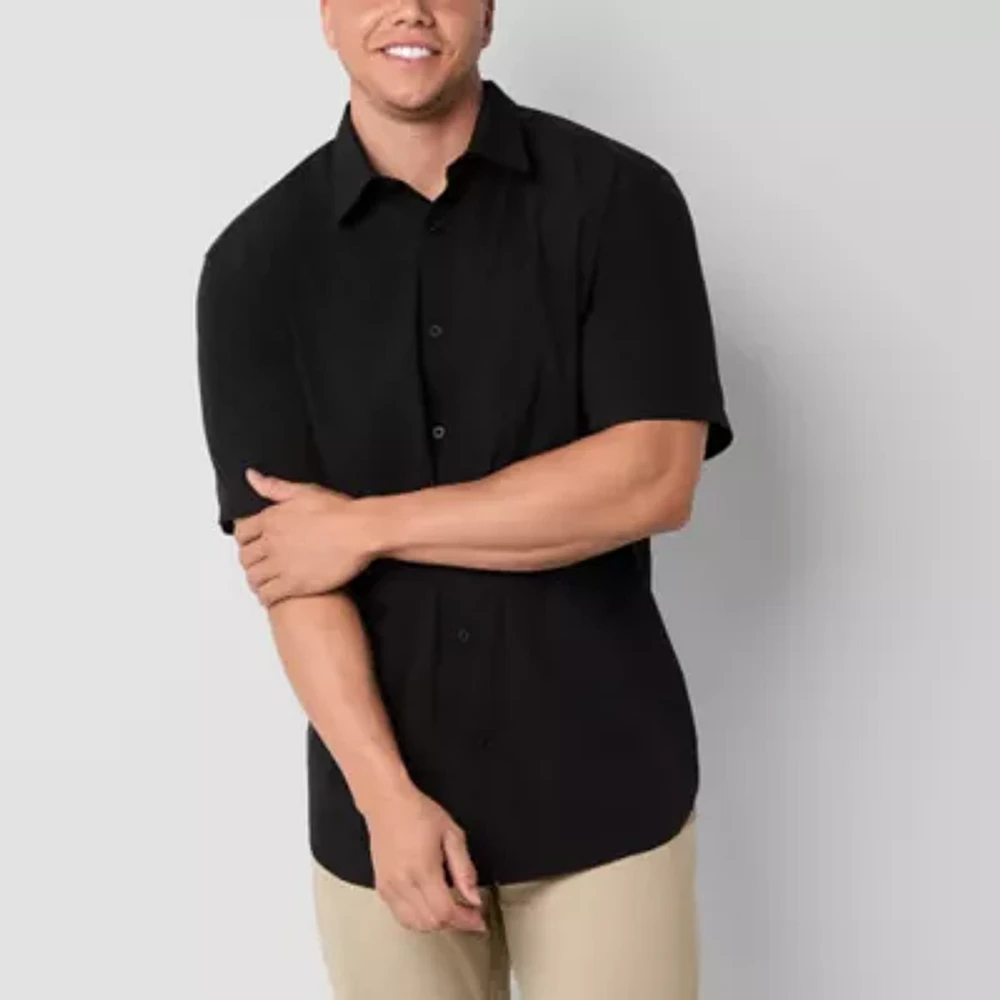 Stylus Mens Short Sleeve Fitted Regular Fit Big and Tall Button-Down Shirt