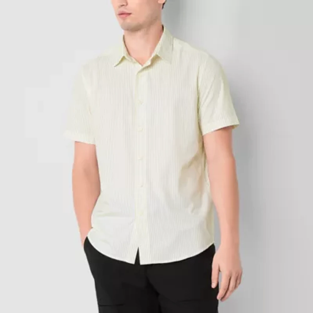 Stylus Mens Short Sleeve Fitted Regular Fit Button-Down Shirt