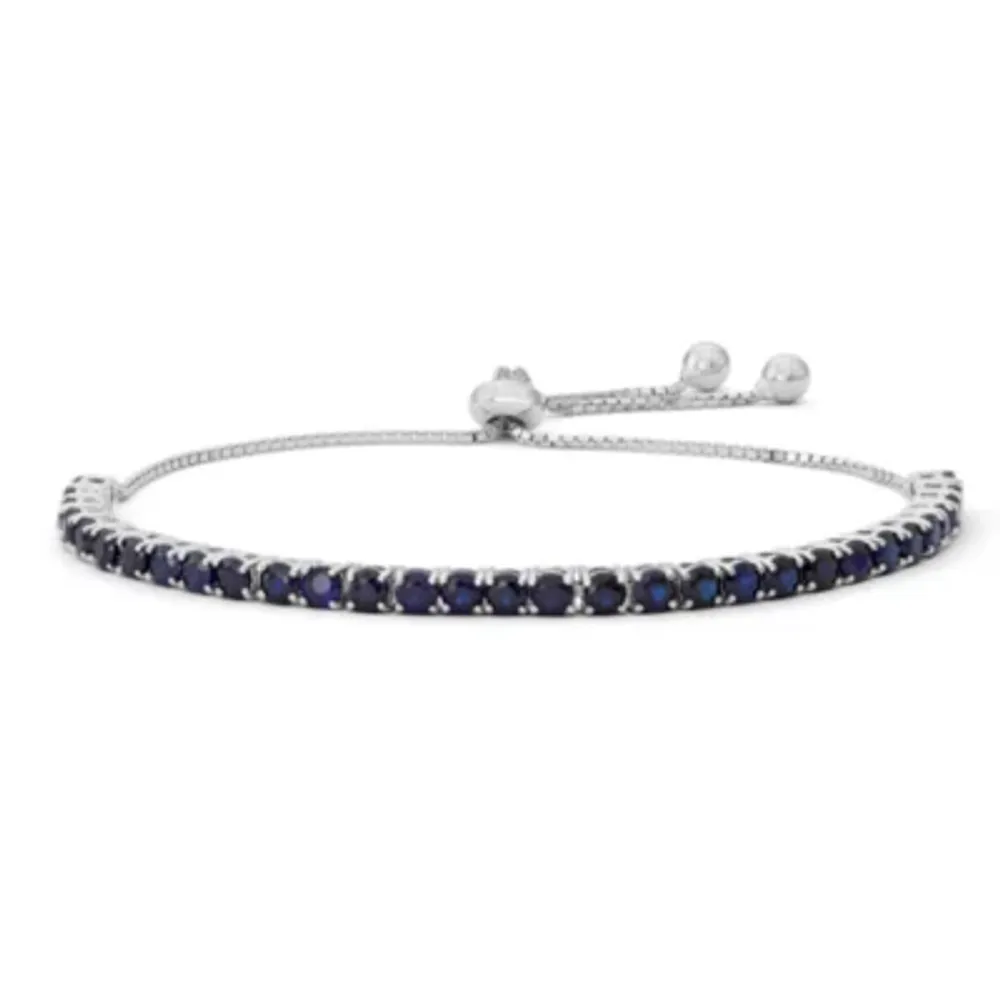 Womens Lab Created Blue Sapphire Sterling Silver Bolo Bracelet
