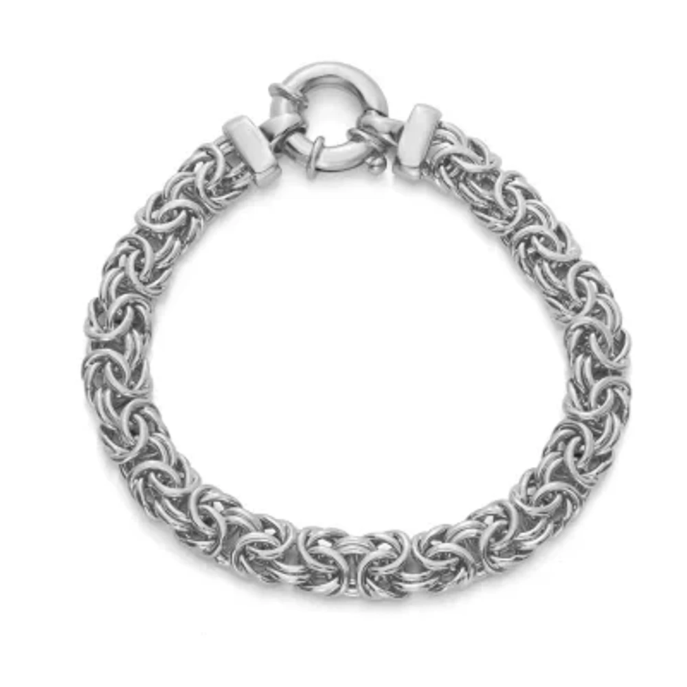 Made in Italy Womens Sterling Silver 7.5 Inch Semisolid Byzantine Chain Bracelet