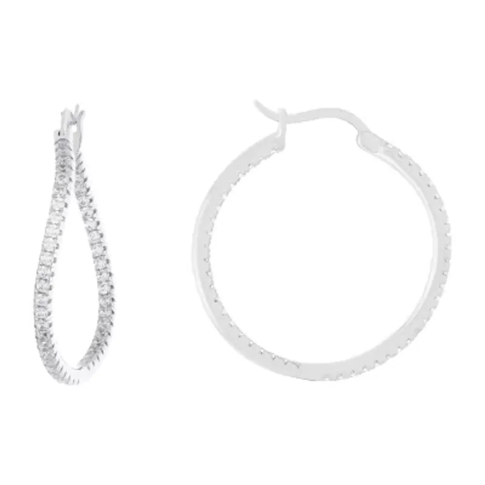 Sparkle Allure Womens Cubic Zirconia 32.2mm Hoop Earrings
