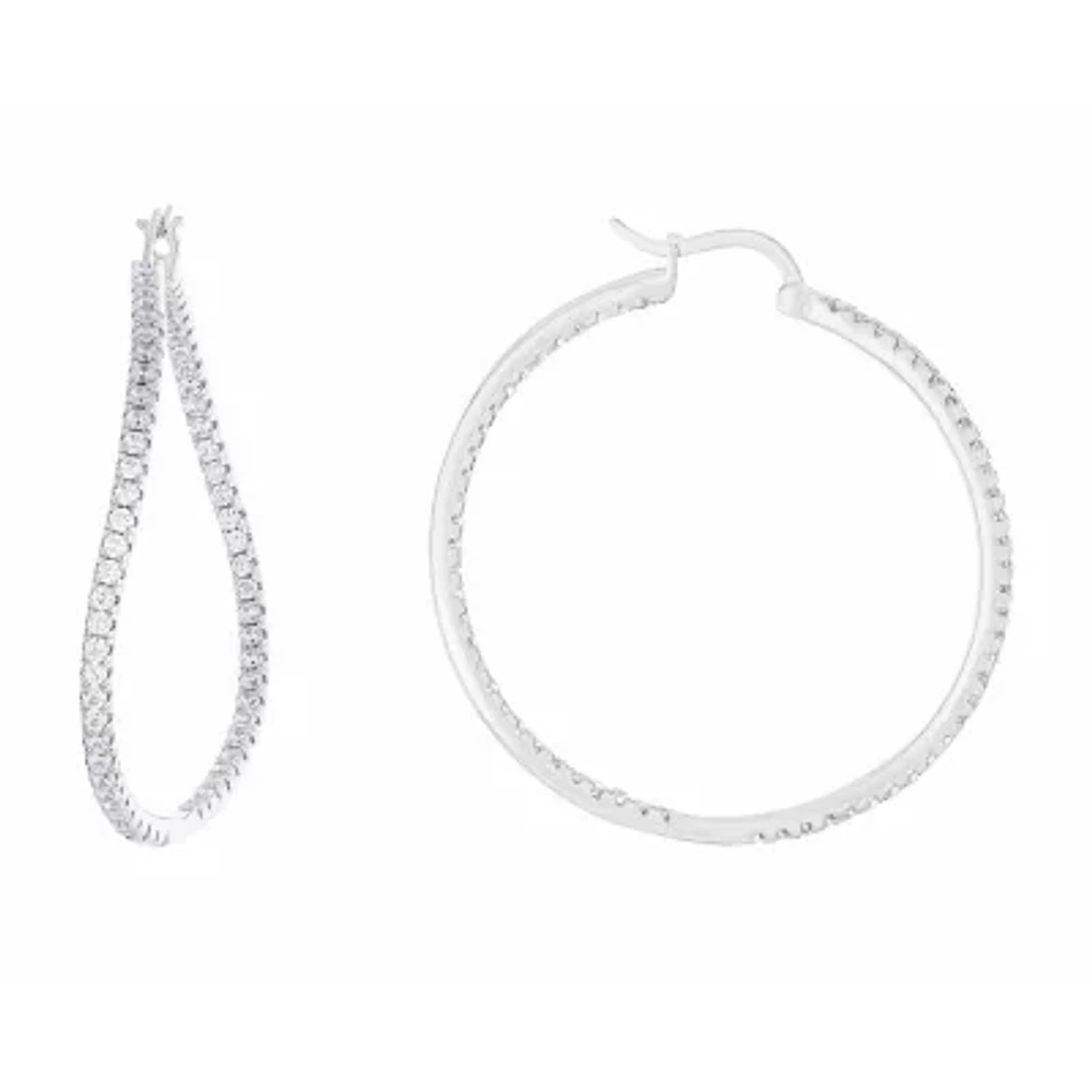 Sparkle Allure Womens Cubic Zirconia 40.9mm Hoop Earrings