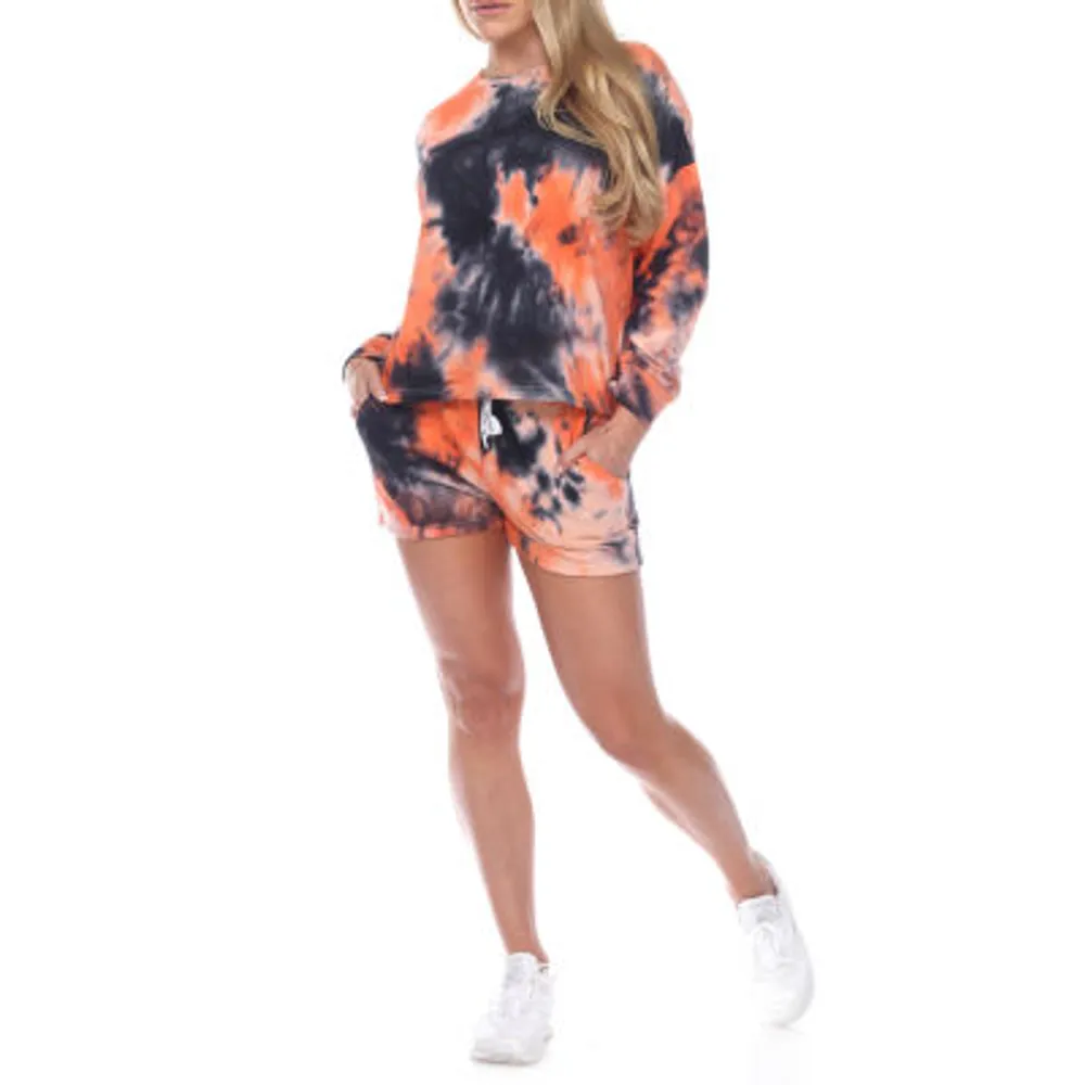 White Mark Womens Long Sleeve Shorts Pajama Set 2-pc.