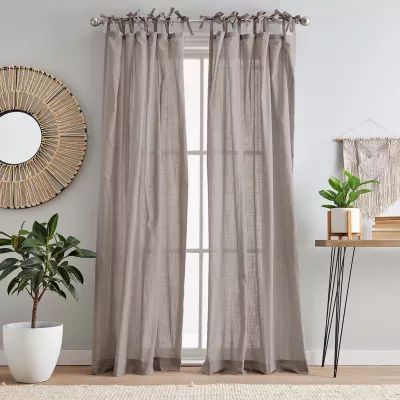 CHF 100% Cotton Tie Top Sheer Set of 2 Curtain Panel