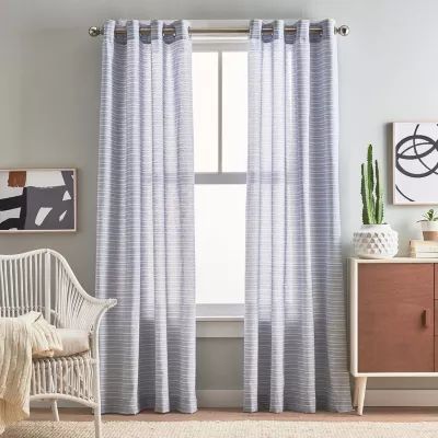 CHF Cargo Stripe Grommet Top Light-Filtering Set of 2 Curtain Panel