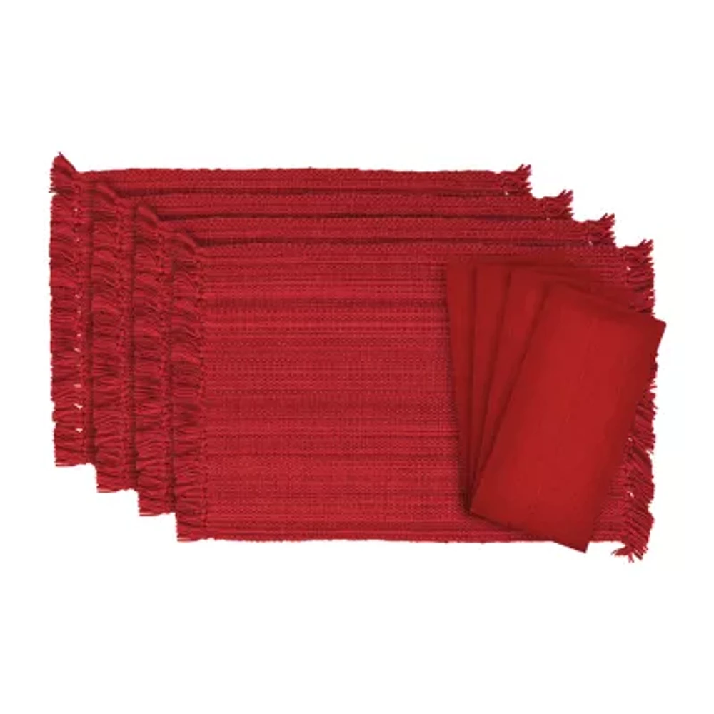 Design Imports Tango Red Fringe 8-pc. Placemats & Napkin Set
