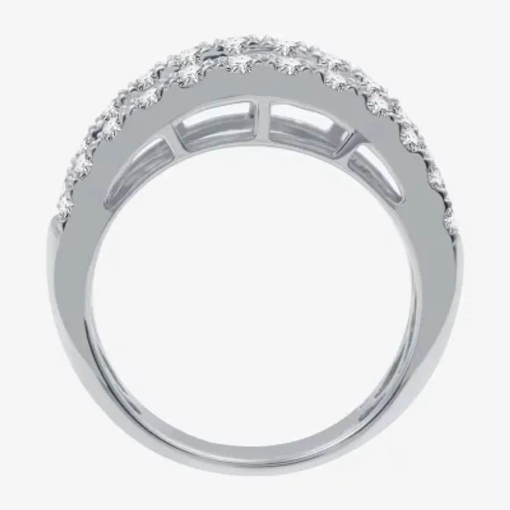 (H-I / I1) Womens 2 CT. T.W. Lab Grown White Diamond 10K Gold Anniversary Wedding Band