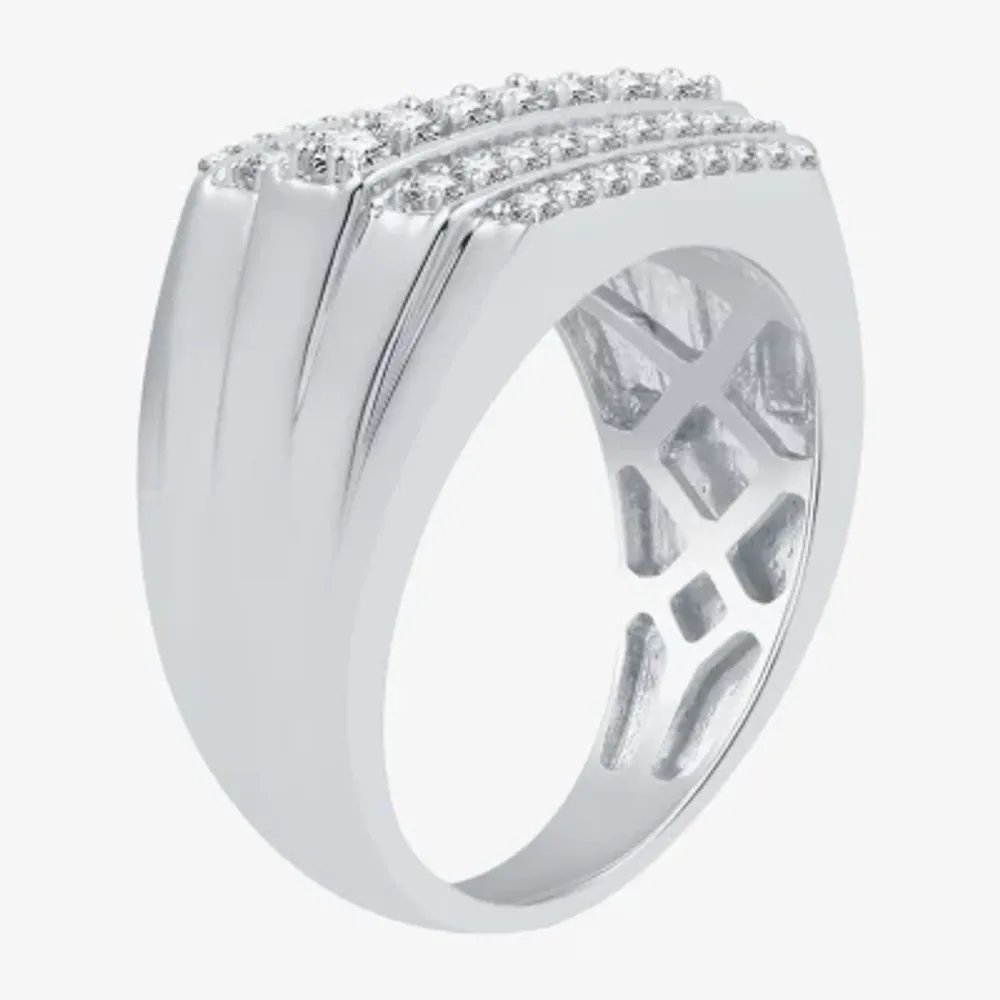 (H-I / I1) Mens 1 CT. T.W. Lab Grown Diamond 10K White Gold Fashion Ring