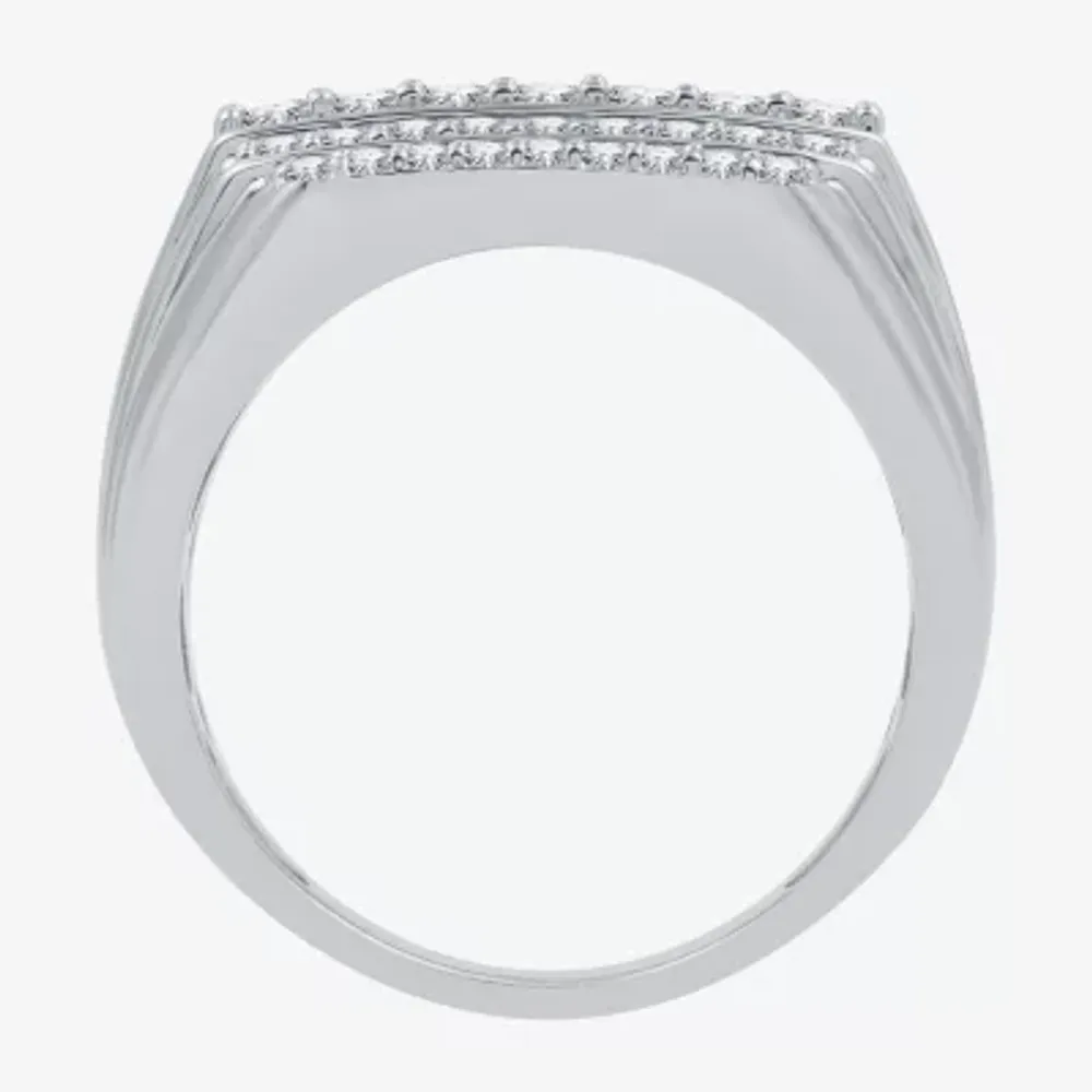 (H-I / I1) Mens 1 CT. T.W. Lab Grown Diamond 10K White Gold Fashion Ring