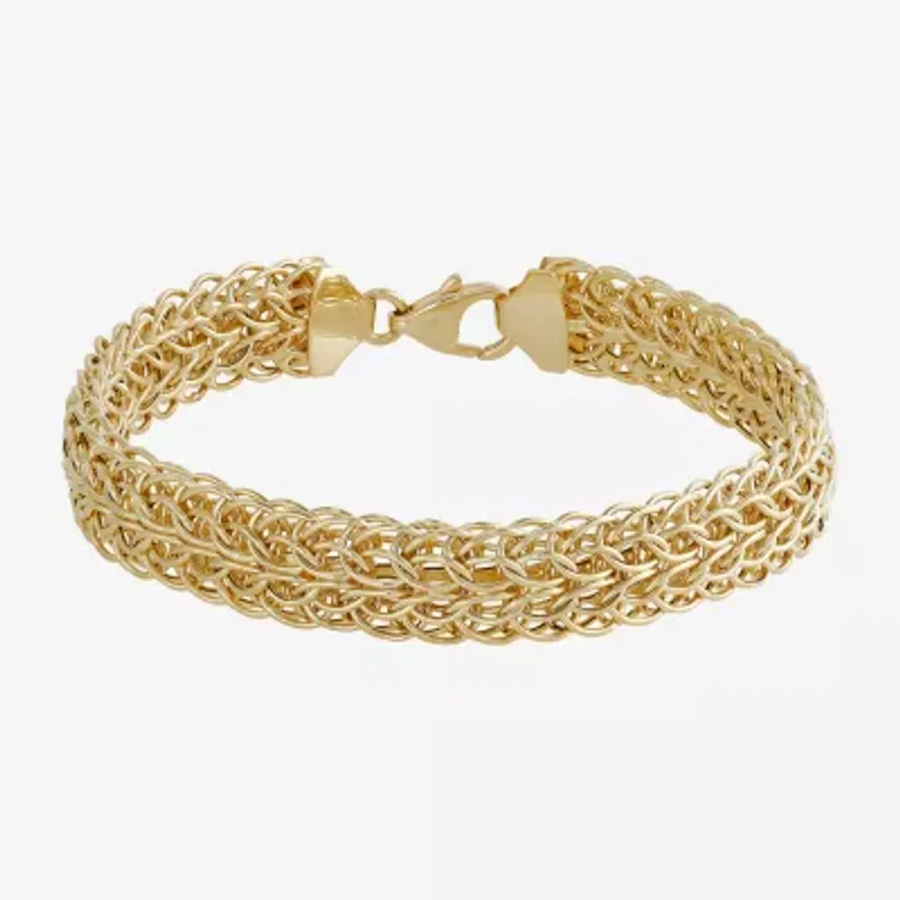 Womens 14K Gold Hollow Link Chain Bracelet