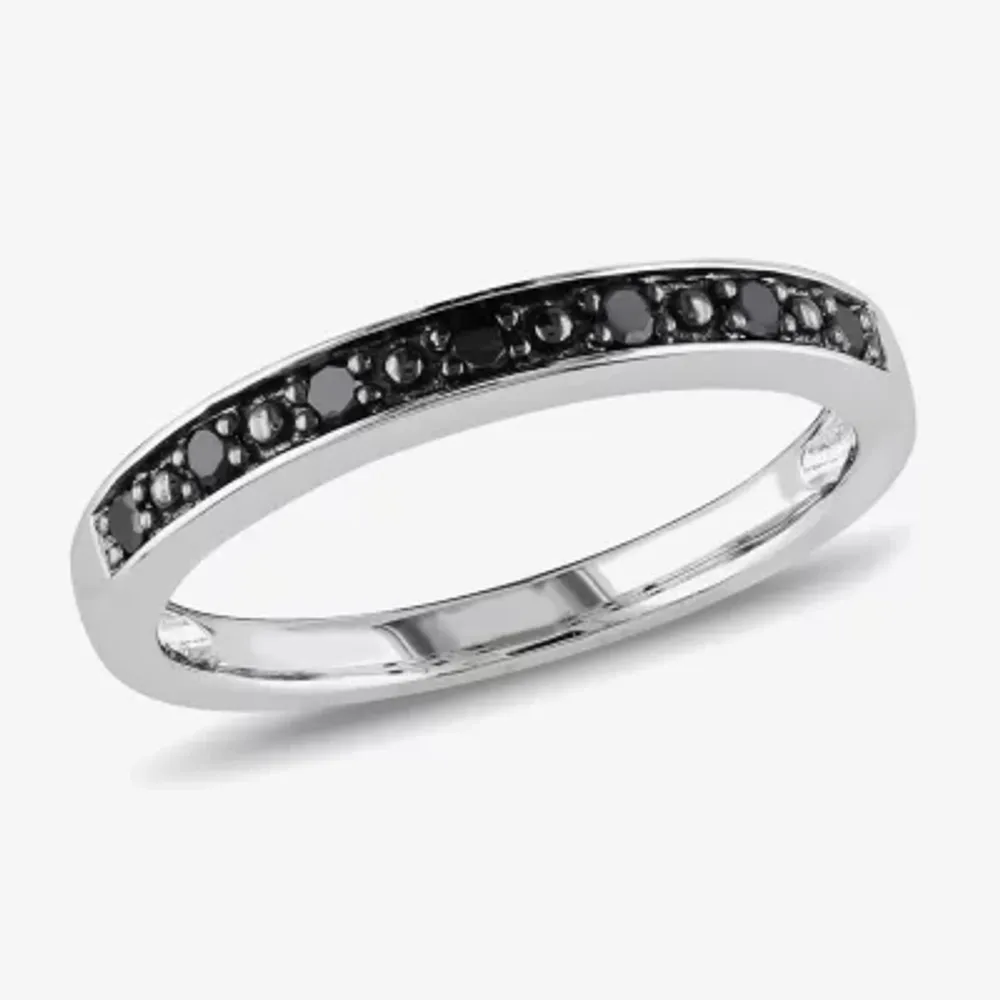 Midnight Black Womens 2MM 1/10 CT. T.W. Natural Diamond Sterling Silver Wedding Band