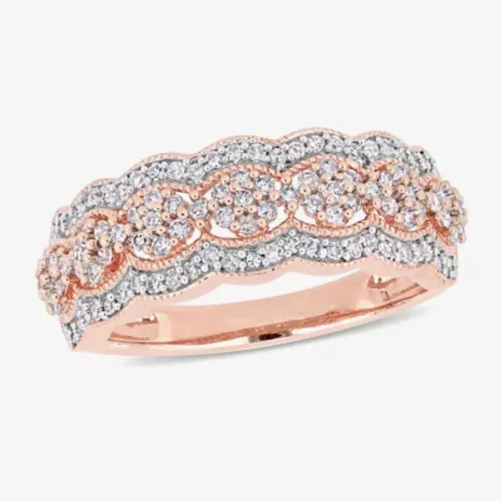 Womens 2.5MM 1/2 CT. T.W. Natural White Diamond 10K Rose Gold Anniversary Band