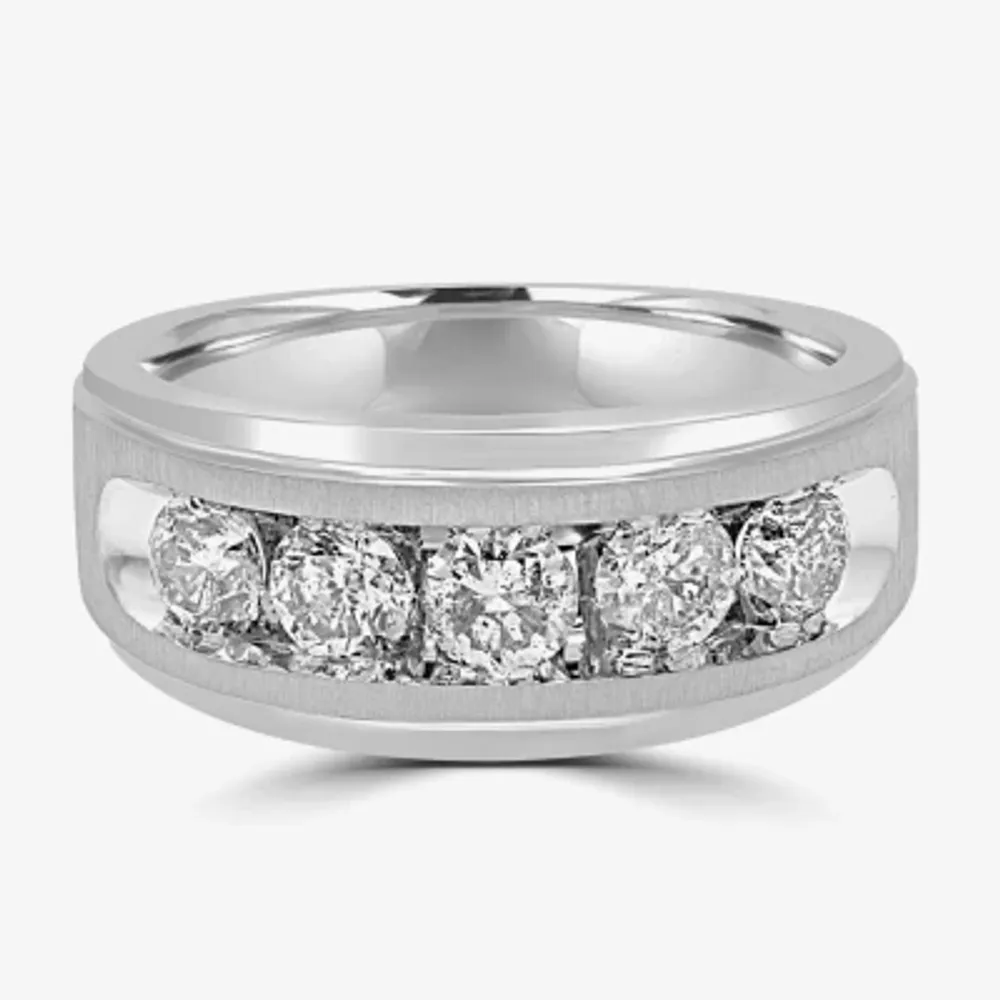 Mens 8MM 1 1/2 CT. T.W. Natural Diamond 10K Gold Wedding Band