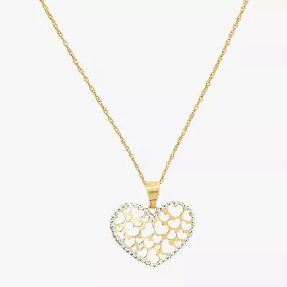 Made in Italy Womens 14K Two Tone Gold Heart 18 Inch Pendant Necklace