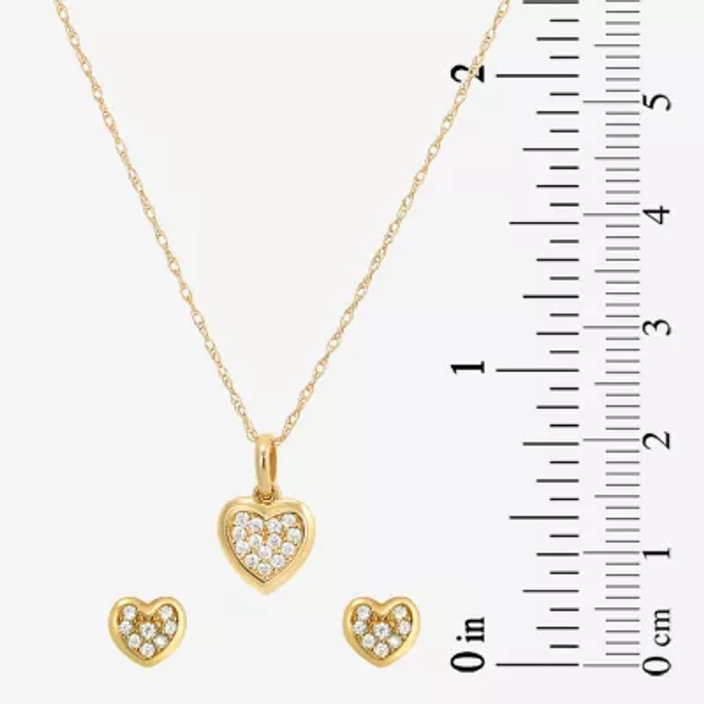 Girls Cubic Zirconia 14K Gold Heart 2-pc. Jewelry Set