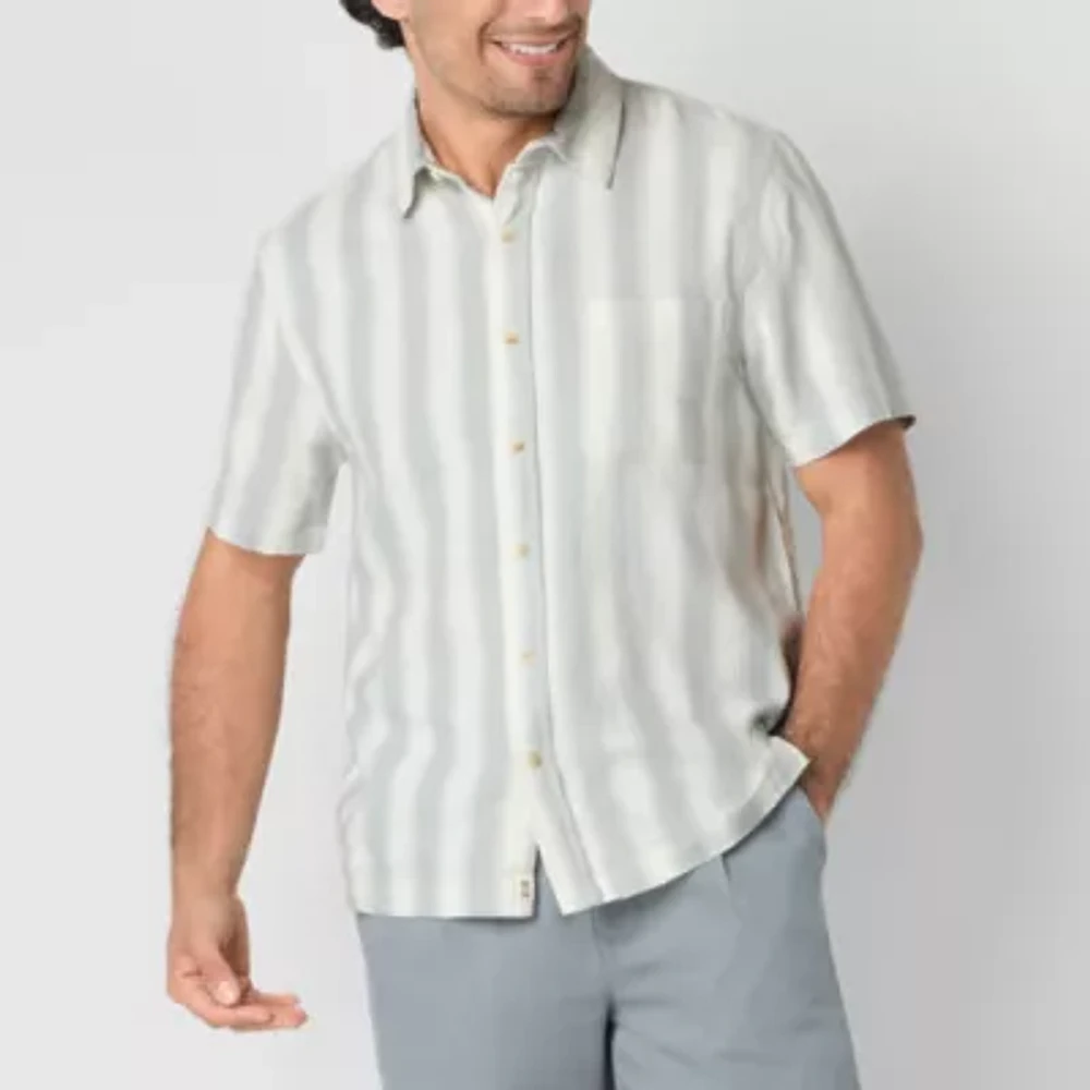 mutual weave Mens Short Sleeve Drop Shoulder Regular Fit Big and Tall Button-Down Shirt