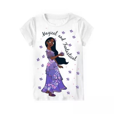 Disney Collection Little & Big Kid Girls Crew Neck Short Sleeve Regular Fit Encanto Graphic T-Shirt