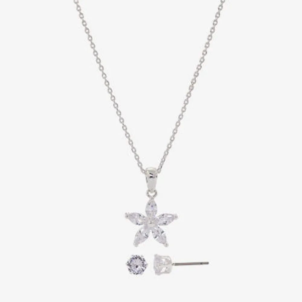 Sparkle Allure Womens Cubic Zirconia Pure Silver Over Brass Star 2-pc. Jewelry Set