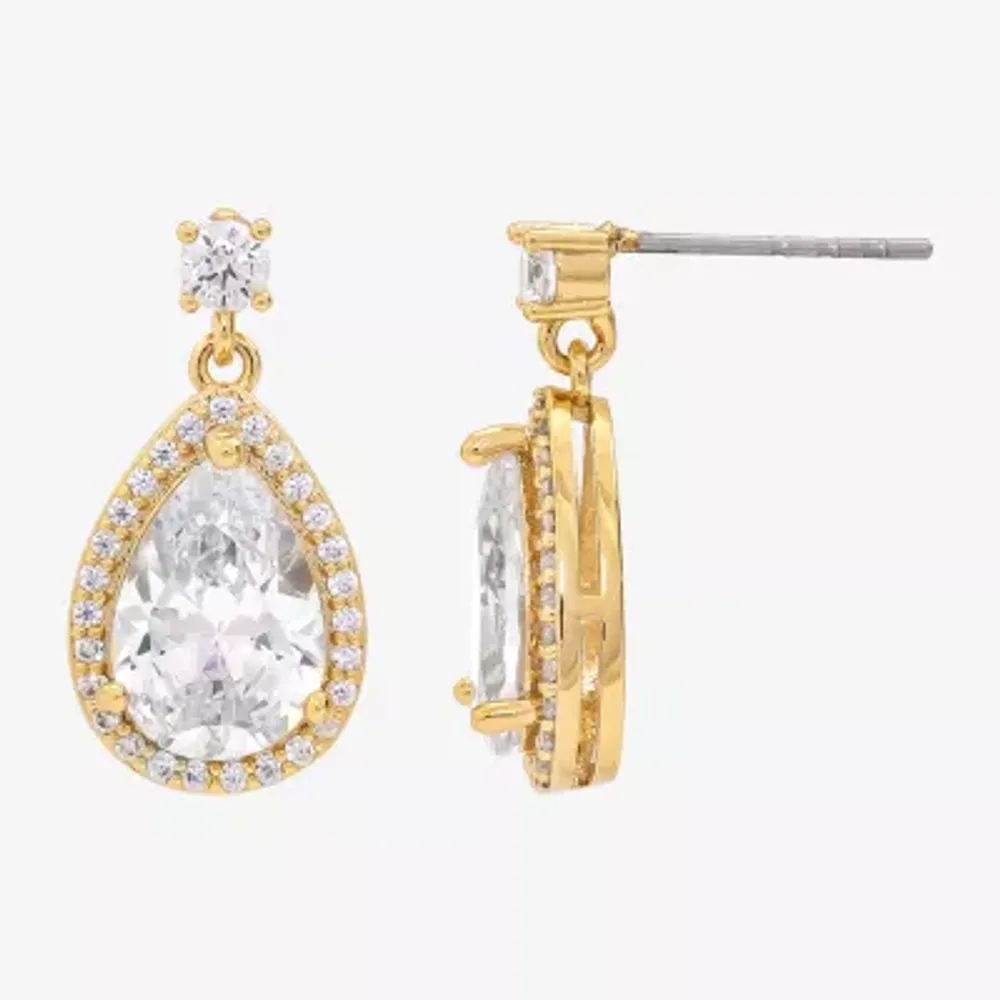 Sparkle Allure Womens Cubic Zirconia Pure Silver Over Brass Pear Drop Earrings