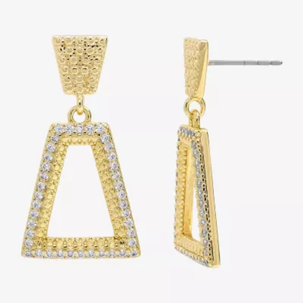 Sparkle Allure Womens Cubic Zirconia 14K Gold Over Brass Drop Earrings