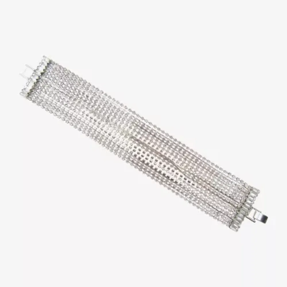 Vieste Rosa Black Mesh Pave Womens Cuff Bracelet