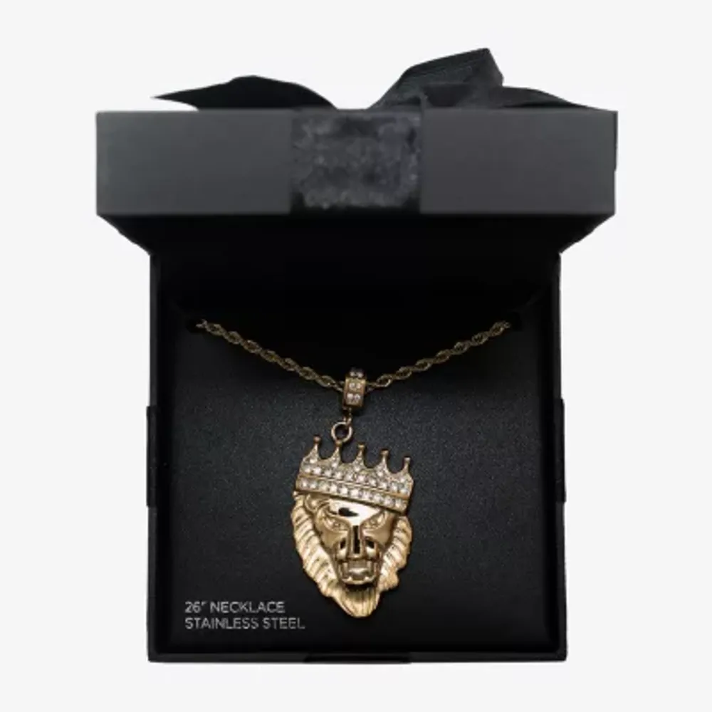 Mens Zirconia Stainless Steel 26 Inch Pendant Necklace