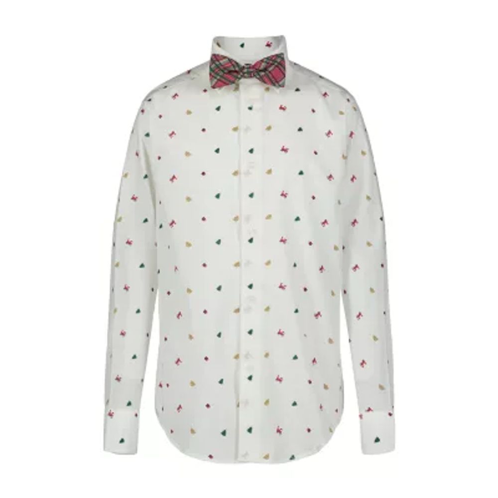 TFW Little & Big Kid Boys Point Collar Long Sleeve Shirt + Tie Set