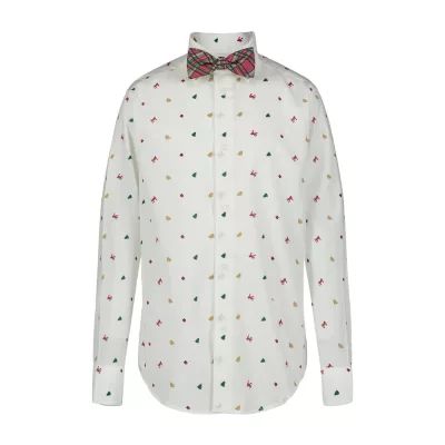 TFW Little & Big Boys Point Collar Long Sleeve Shirt + Tie Set