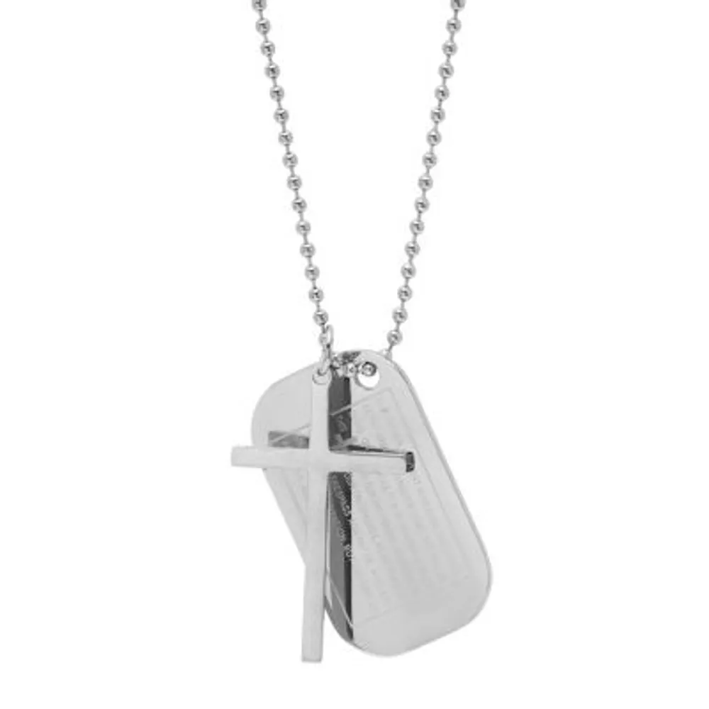 Mens Stainless Steel 30 Inch Pendant Necklace