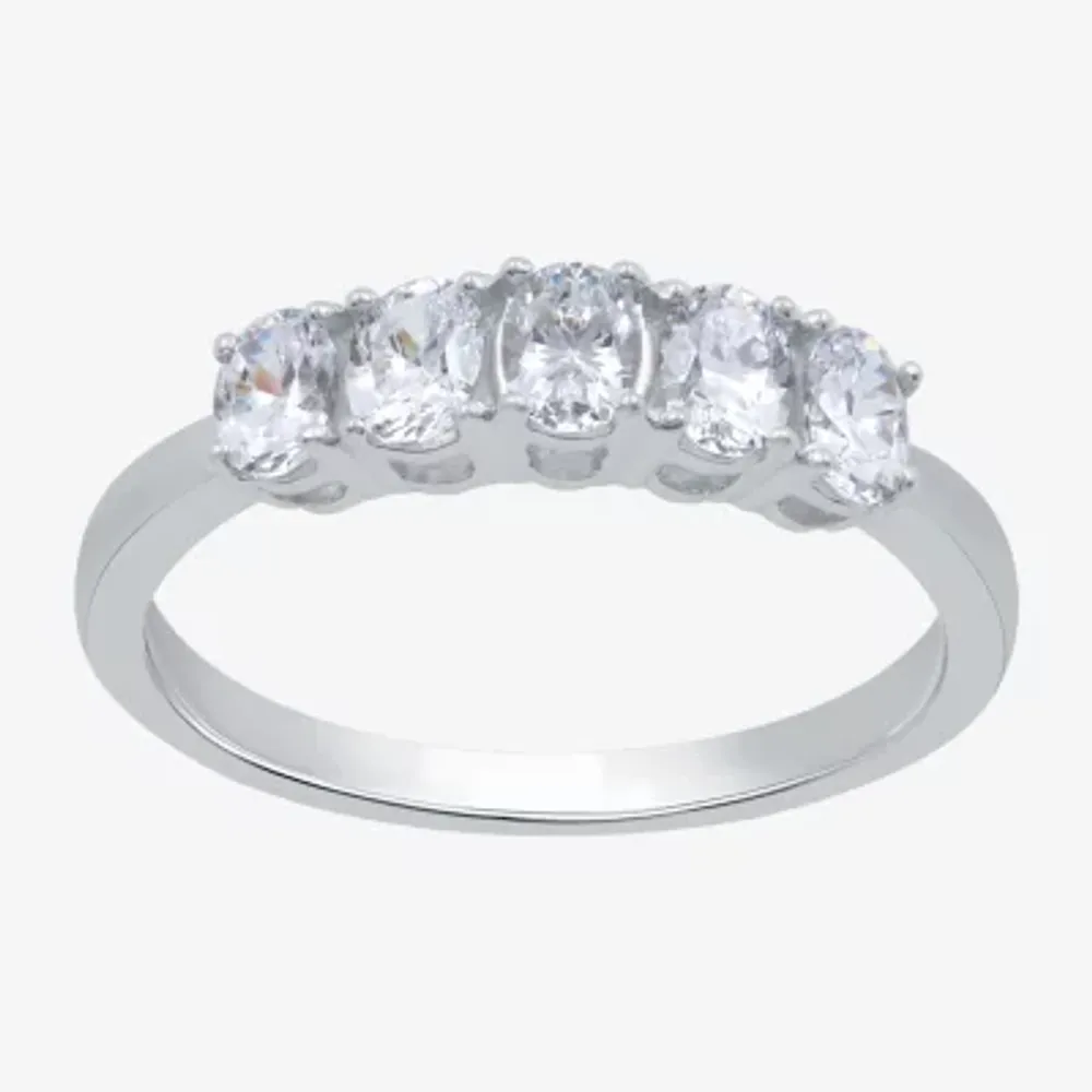 (H-I / Si1-Si2) Womens 2.5MM 1 CT. T.W. Lab Grown White Diamond 10K Gold 5-Stone Anniversary Band