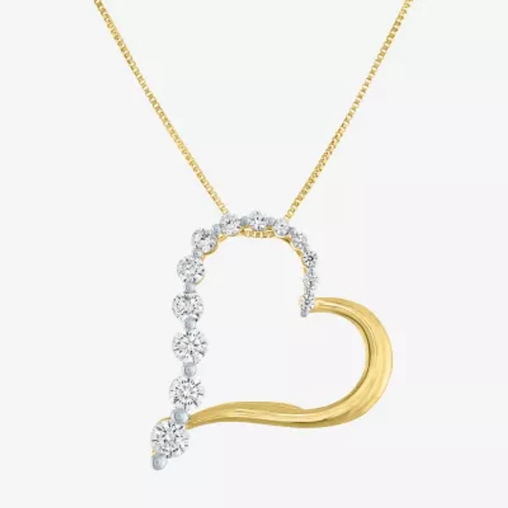 (G-H / Si2-I1) Womens 1/3 CT. T.W. Lab Grown White Diamond 10K Gold Heart 18 Inch Pendant Necklace