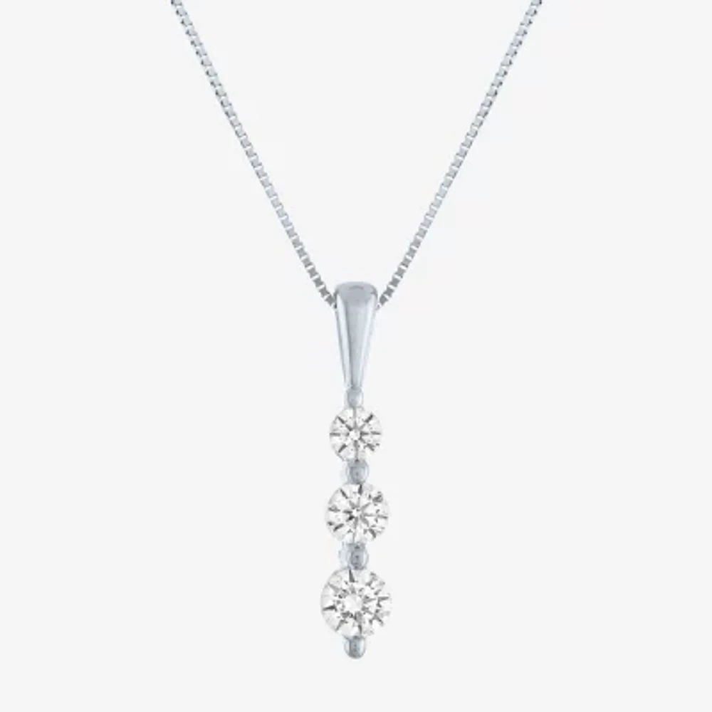 (G-H / Si2-I1) Womens 1/3 CT. T.W. Lab Grown White Diamond 10K White Gold 18 Inch Pendant Necklace