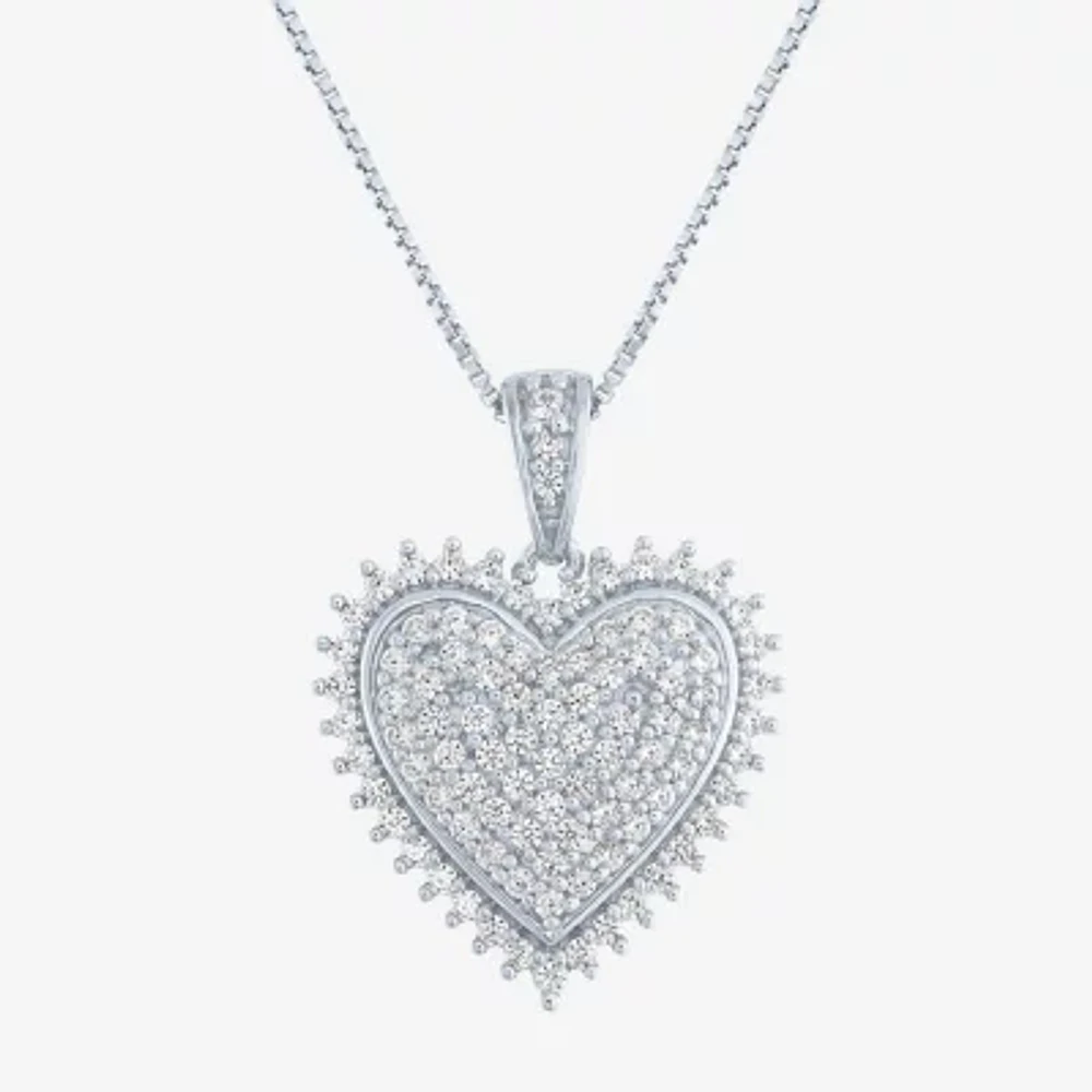 (G-H / I1-I2) Womens 1/2 CT. T.W. Lab Grown White Diamond Sterling Silver Heart 18 Inch Pendant Necklace