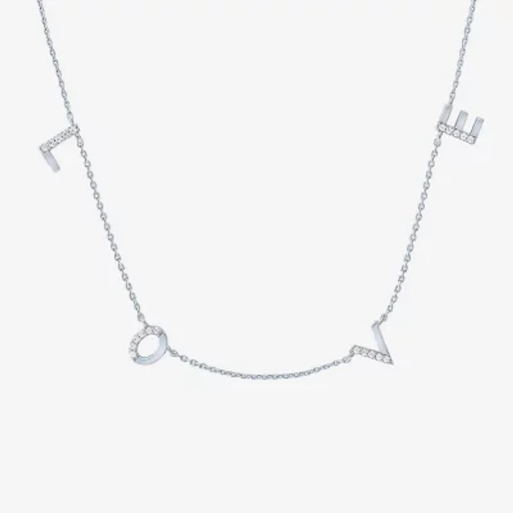 (G-H / I1-I2) "Love" Womens 1/10 CT. T.W. Lab Grown White Diamond Sterling Silver 18 Inch Pendant Necklace