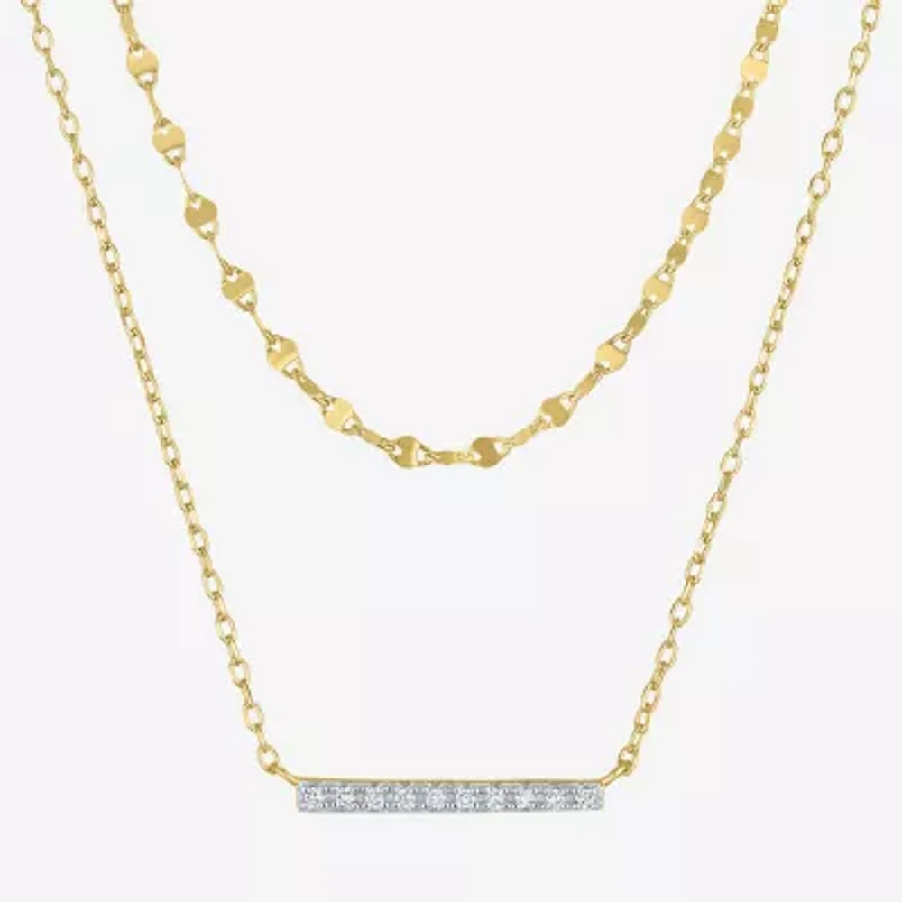 (G-H / I1-I2) Womens Diamond Accent Lab Grown White Diamond Bar 2-pc. Necklace Set