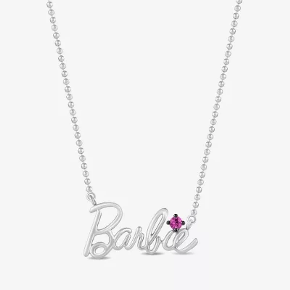 Womens Lab Created Pink Sapphire Sterling Silver 15 Inch Pendant Necklace