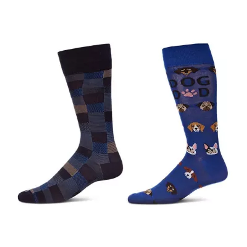 MeMoi Mens 2 Pair Crew Socks