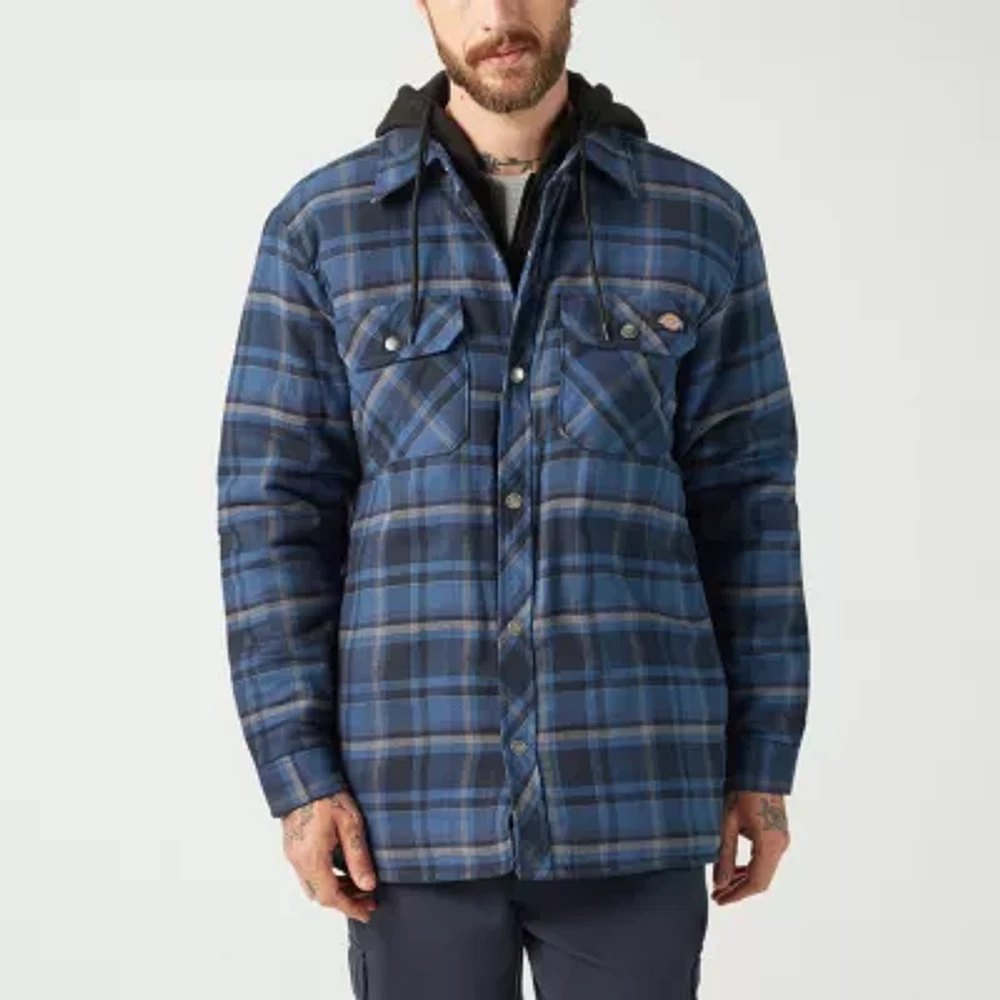 Dickies Water Repellent Flannel Mens Hooded Resistant Work Jacket