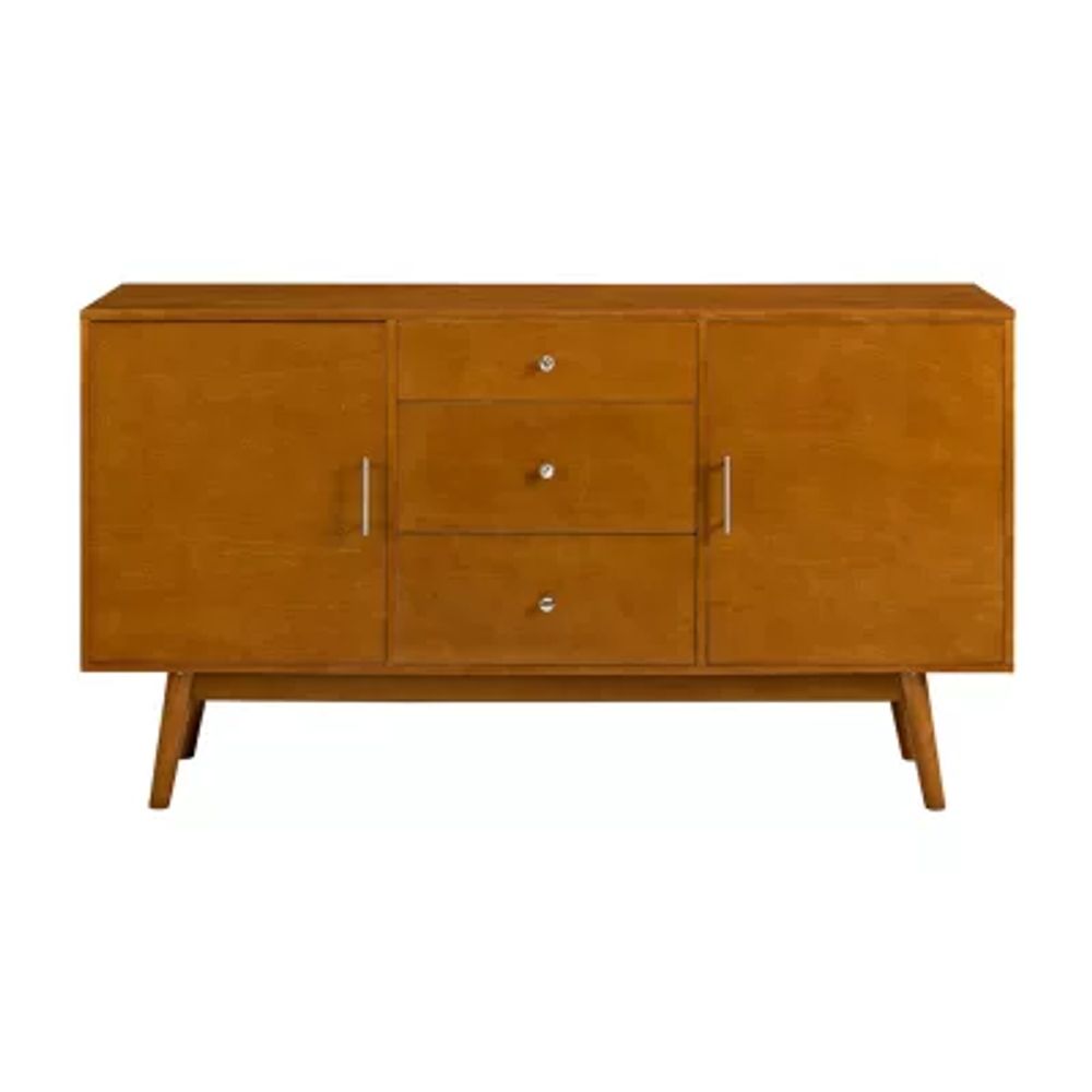 60" Mid-Century Modern Wood Console TV Stand