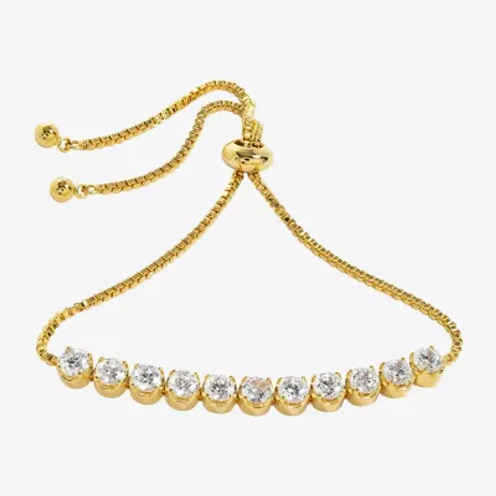 Sparkle Allure Womens Cubic Zirconia 14K Gold Over Brass Bolo Bracelet